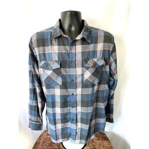 Molokai Surf Co. Blue Gray Plaid Flannel Shirt Men’s Medium